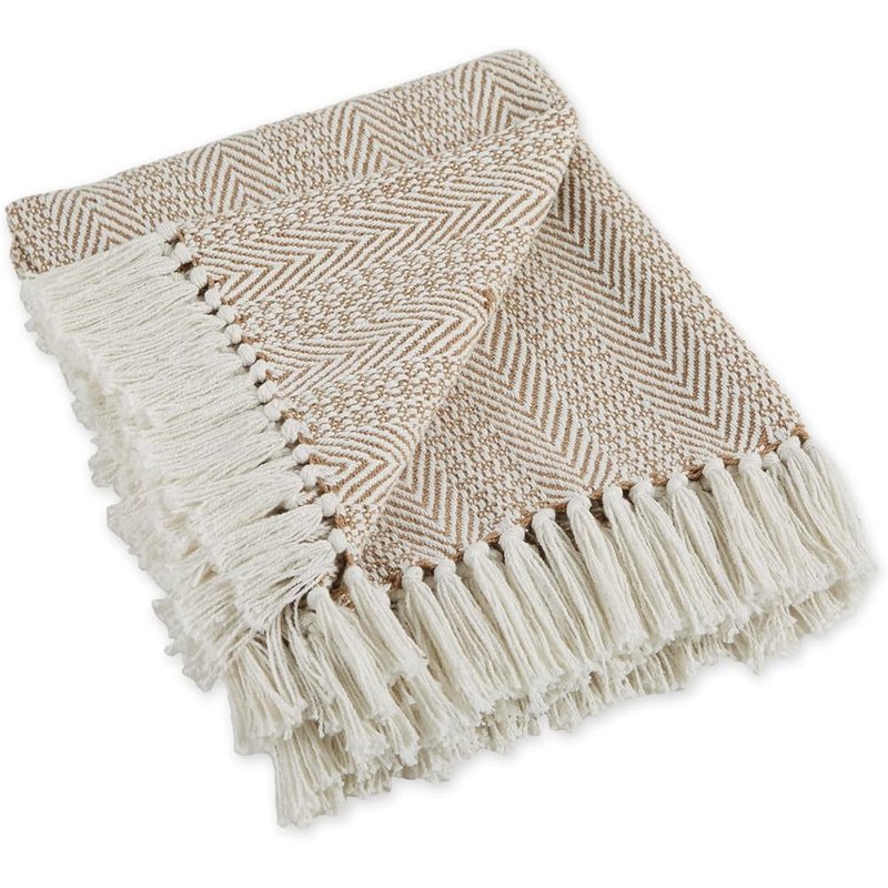 Herringbone cotton throw