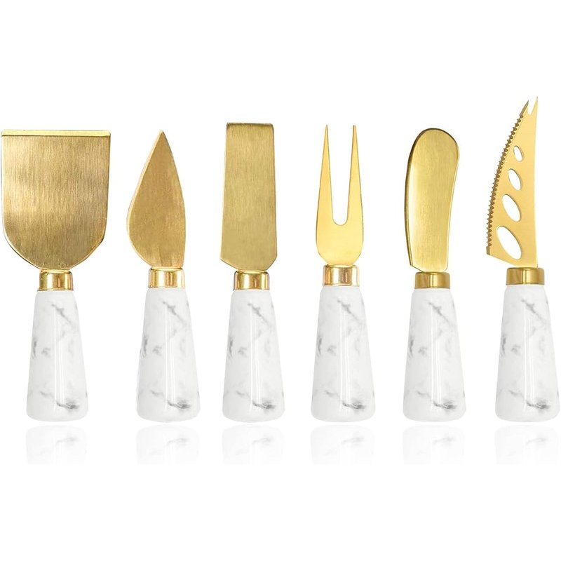 Marble handle cheese knife set