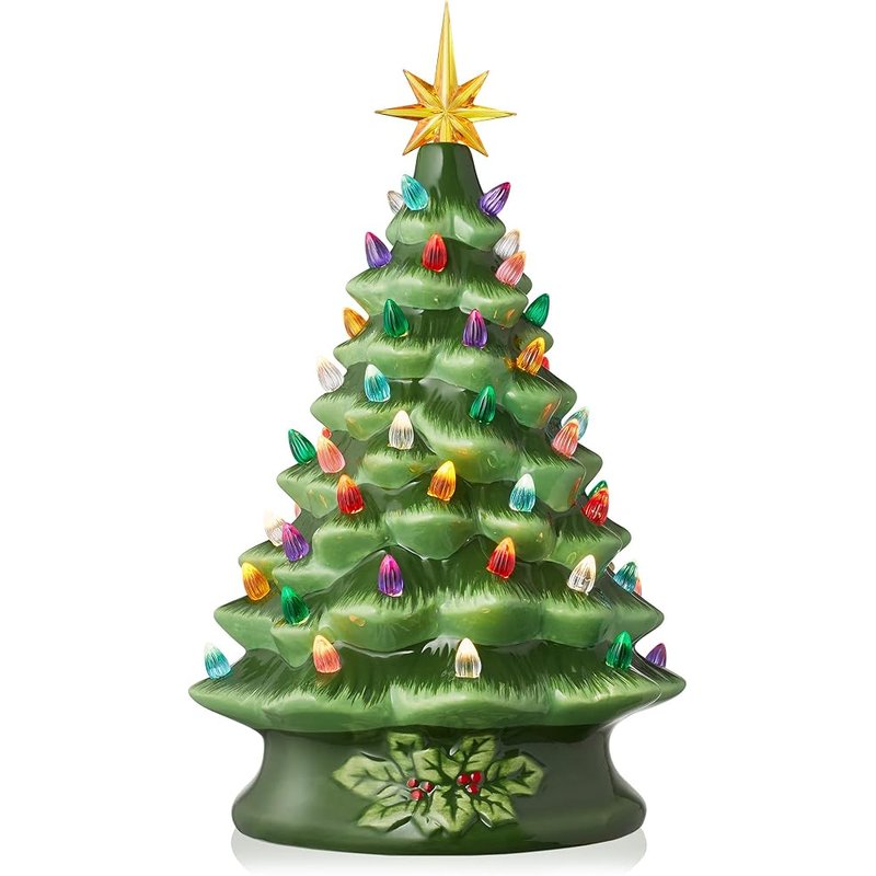 Casafield hand painted ceramic Christmas tree, green
