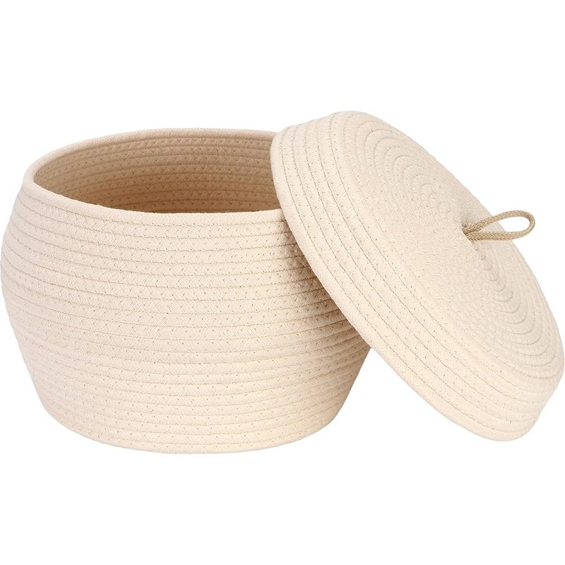 Cotton rope basket with lid