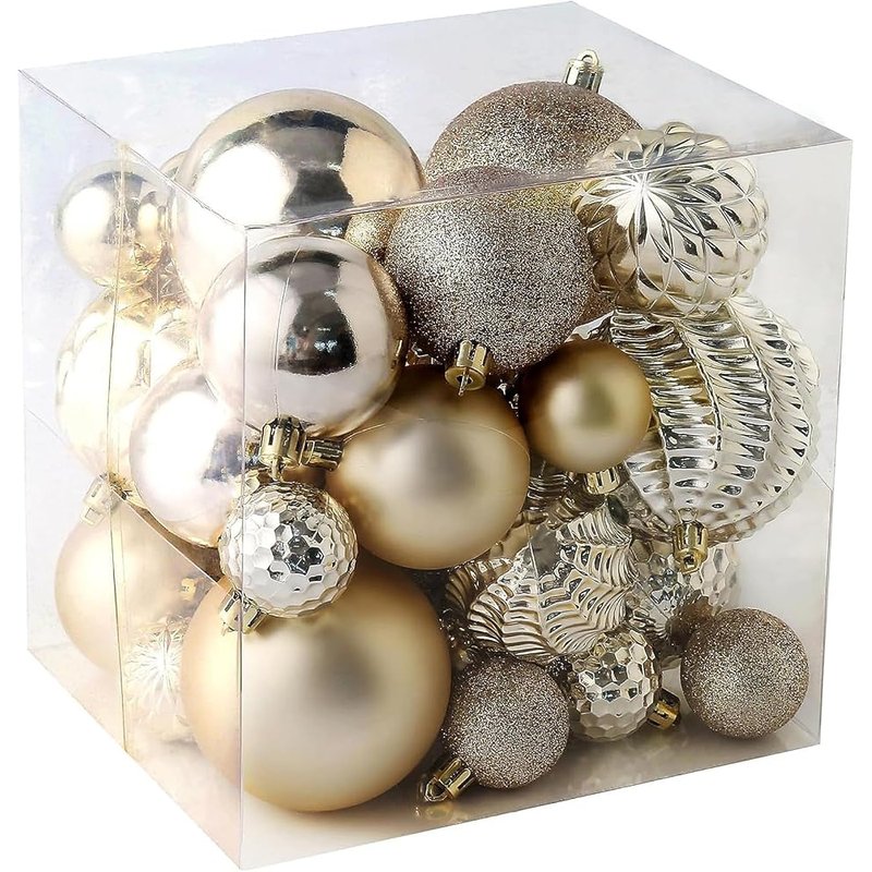 Champagne gold ornaments, 36 pc