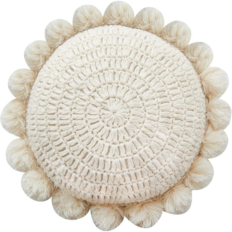 Round pom pom pillow