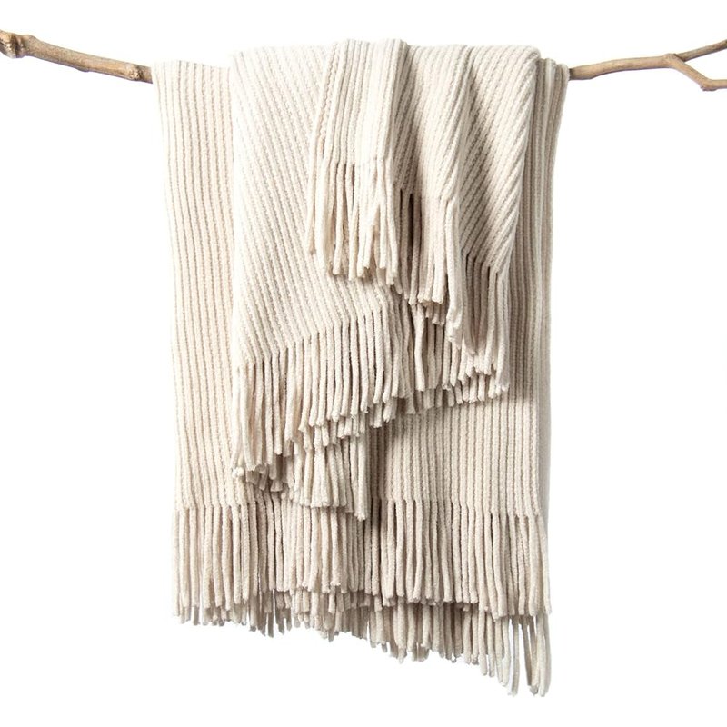 Chenille knit throw blanket