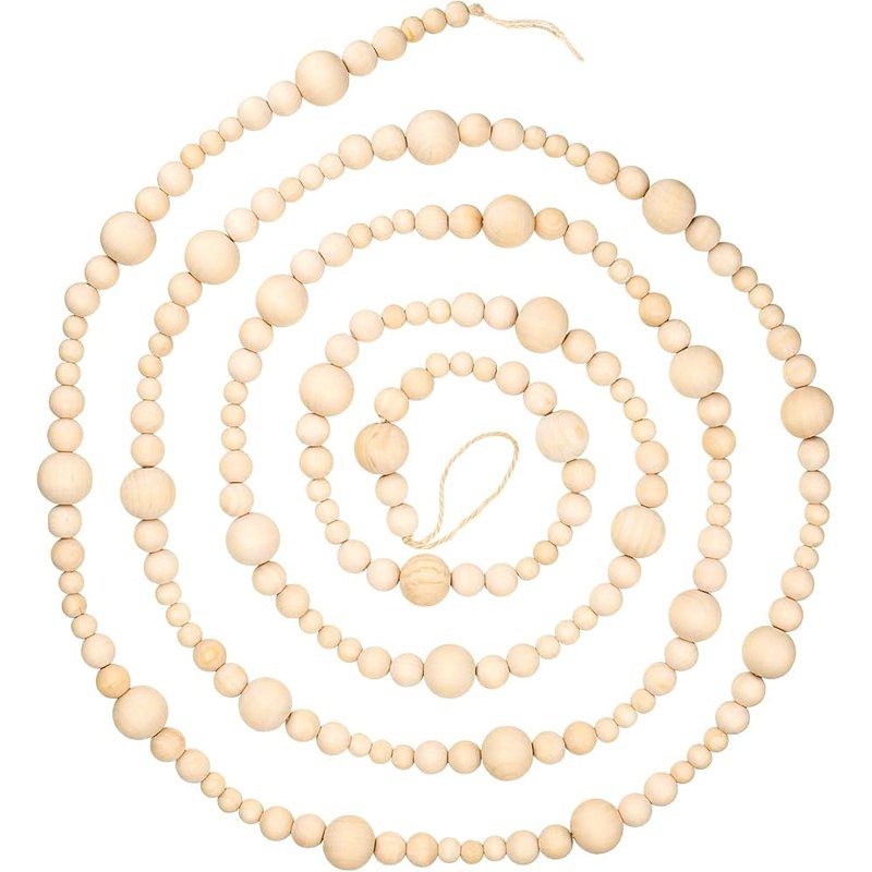 Boao beige wooden bead garland, 10 ft