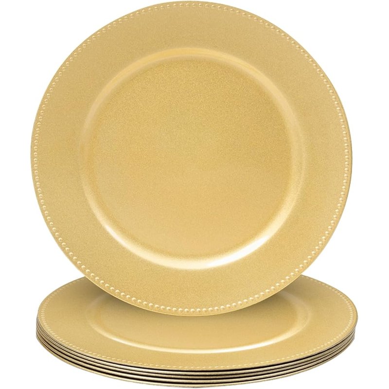 Gold beaded charger plates, set of 6