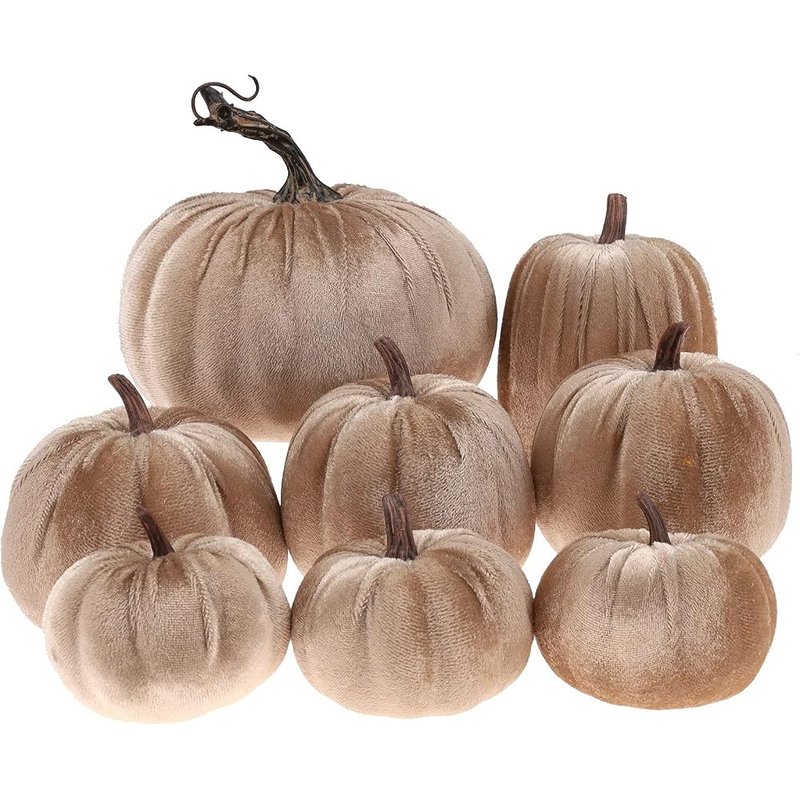Champagne velvet pumpkins, set of 8