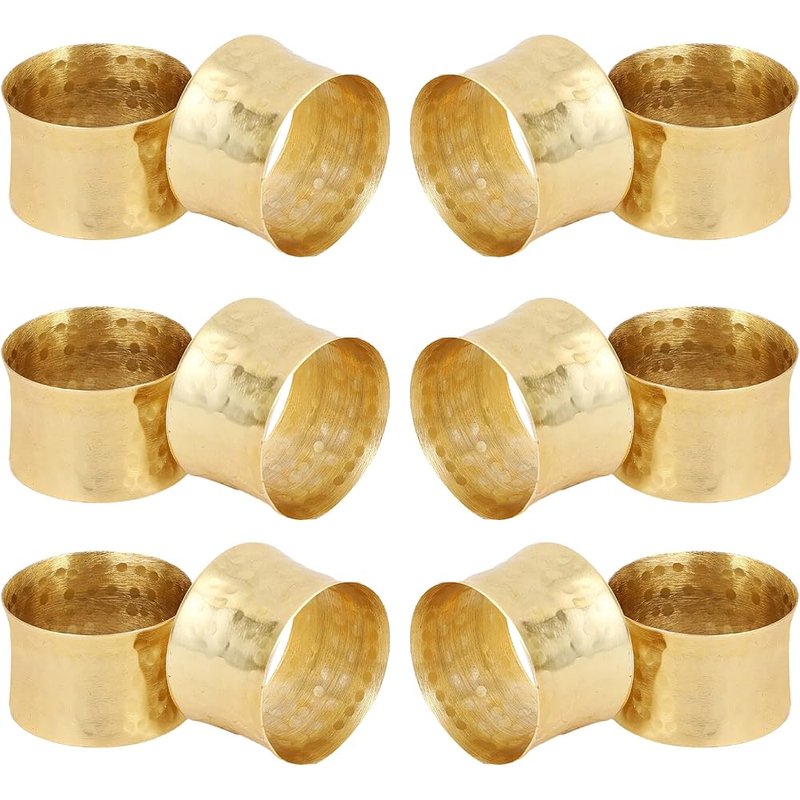 Hammered gold napkin rings, set of 12