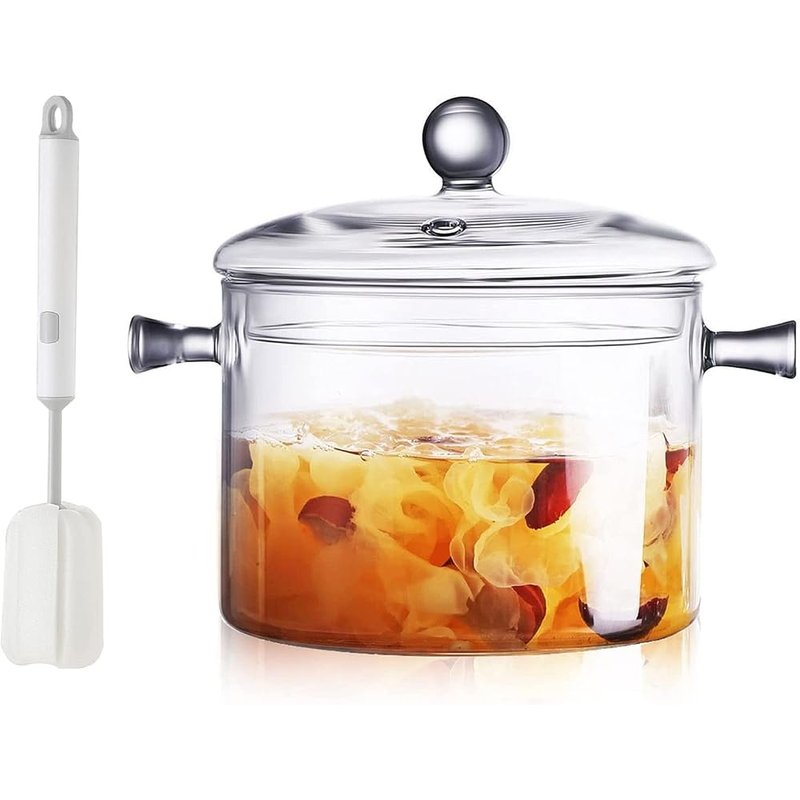 Clear glass simmer pot with lid
