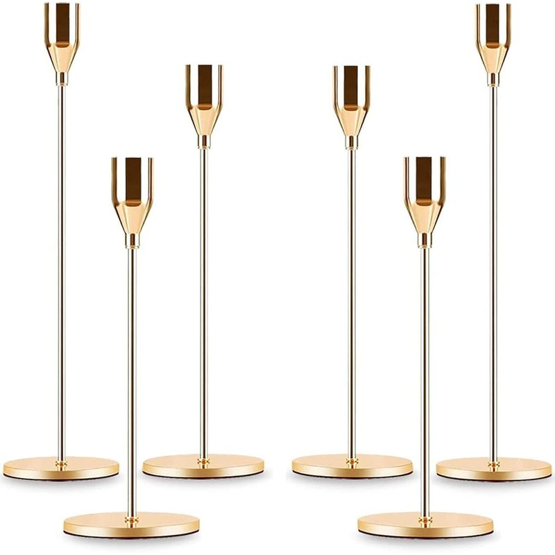 French gold taper candle holders, set of 6