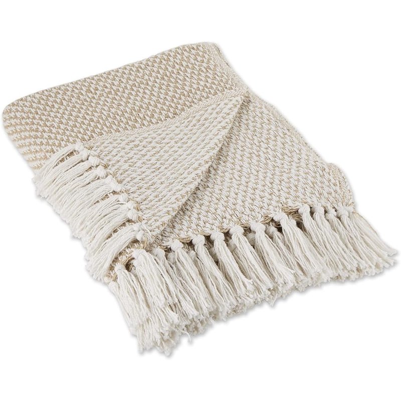 Fringe cotton throw blanket