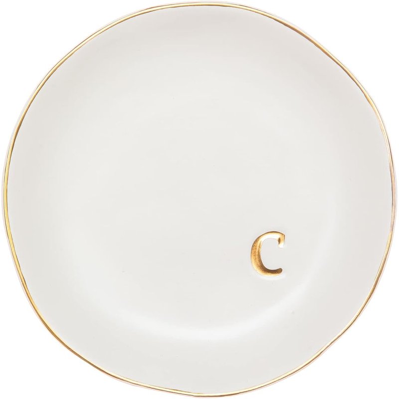 Gold rim initial trinket dish