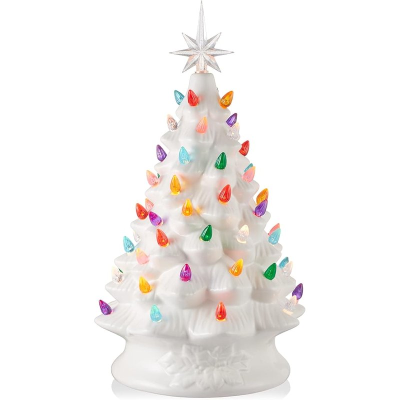 Casafield hand painted ceramic Christmas tree, white