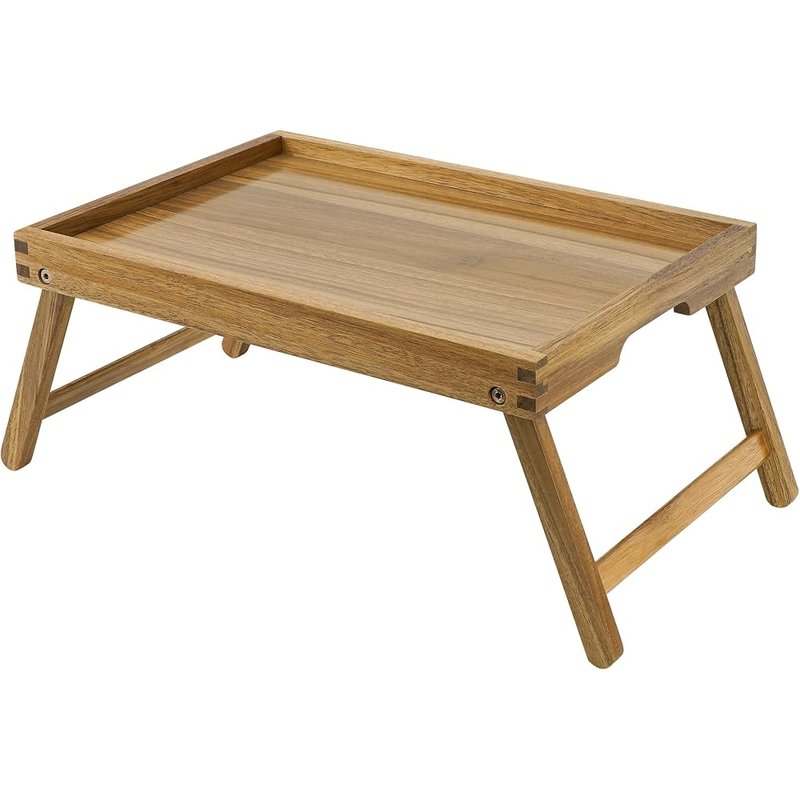 Acacia bed tray with folding legs