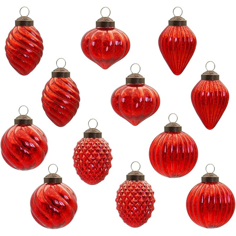 Antiqued red glass ornaments