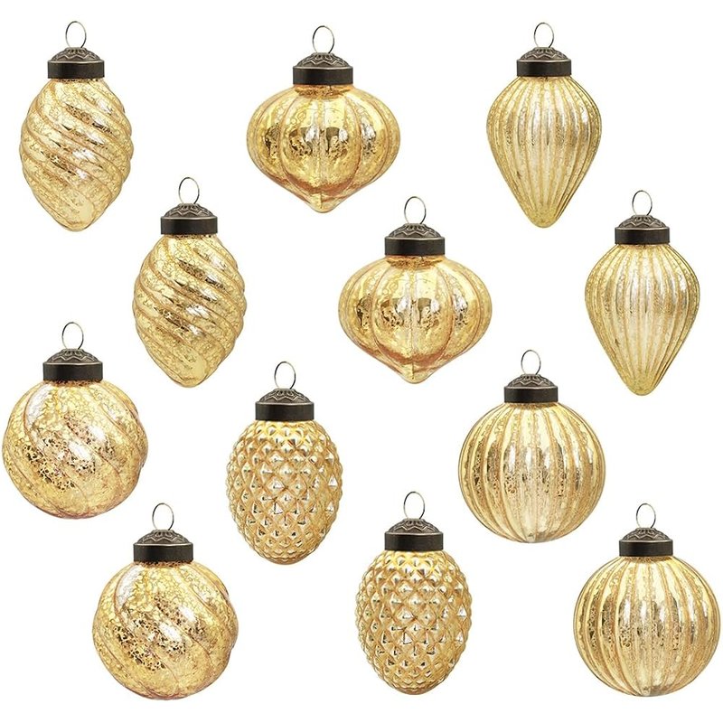 Antiqued gold glass ornaments