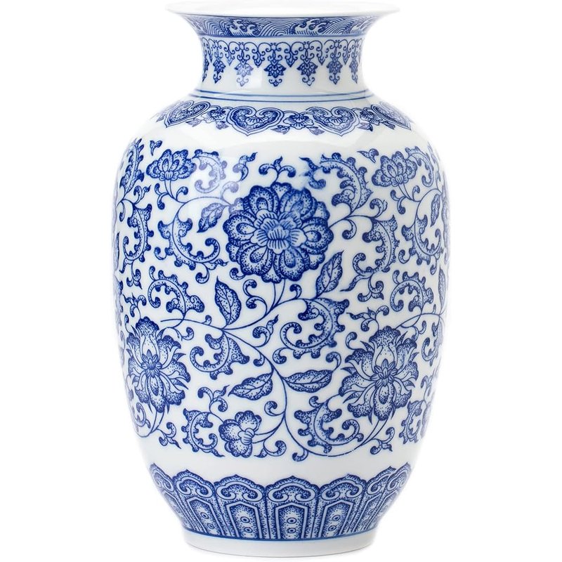 Blue and white ginger jar vase
