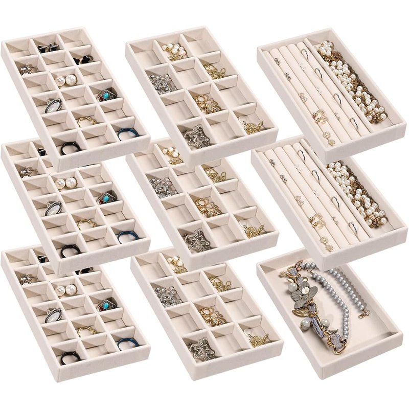 Velvet jewelry drawer trays, set of 9