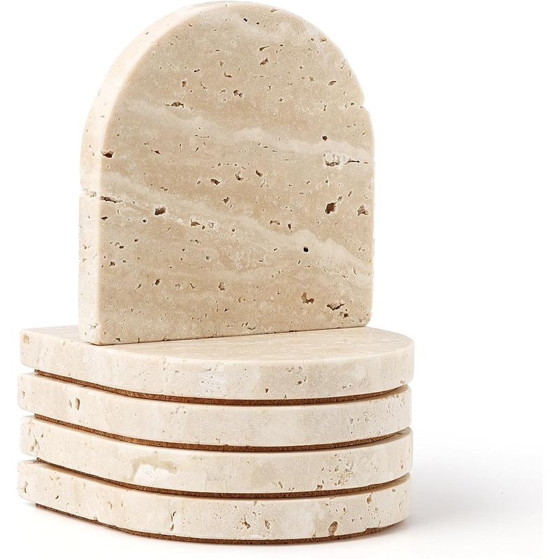 Arched travertine coasters