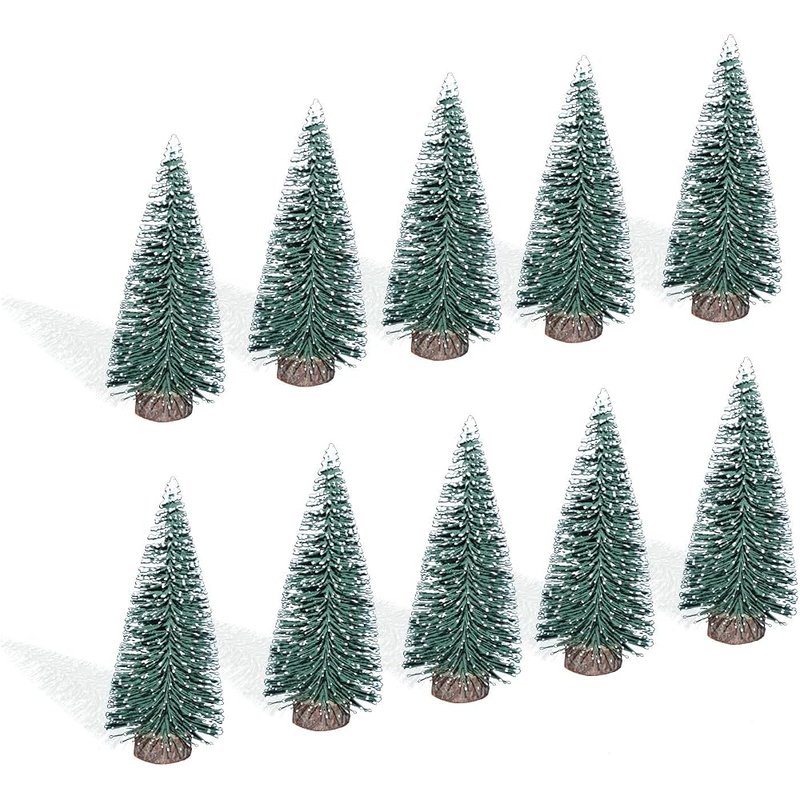 Snowy bottle brush trees, set of 10