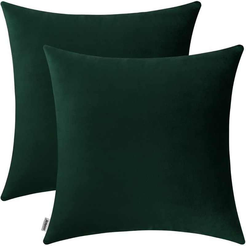 Jeneoo dark green velvet pillow covers, set of 2