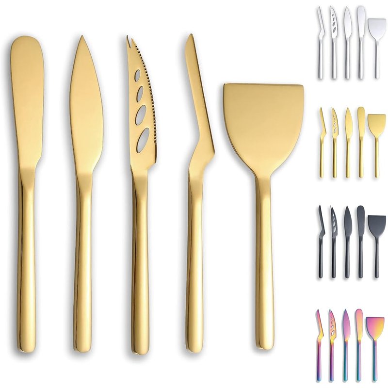 Gold cheese knife set of 5