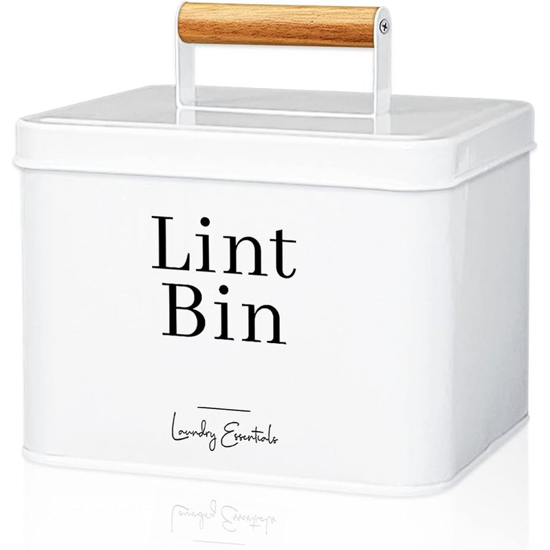 Modern farmhouse lint bin, white
