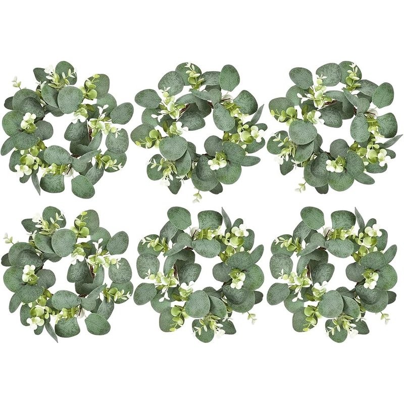 LSKYTOP mini eucalyptus wreaths, 6 pack