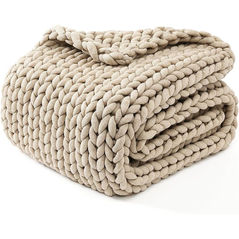Chunky hand-knit throw blanket