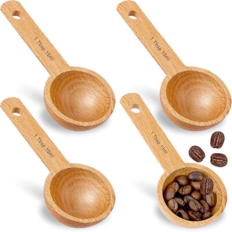 Beech wood coffee scoops, 4 pack