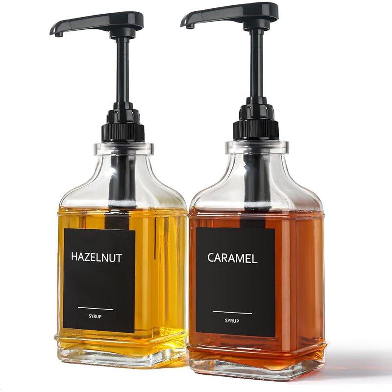 GMISUN square glass syrup bottles with pumps