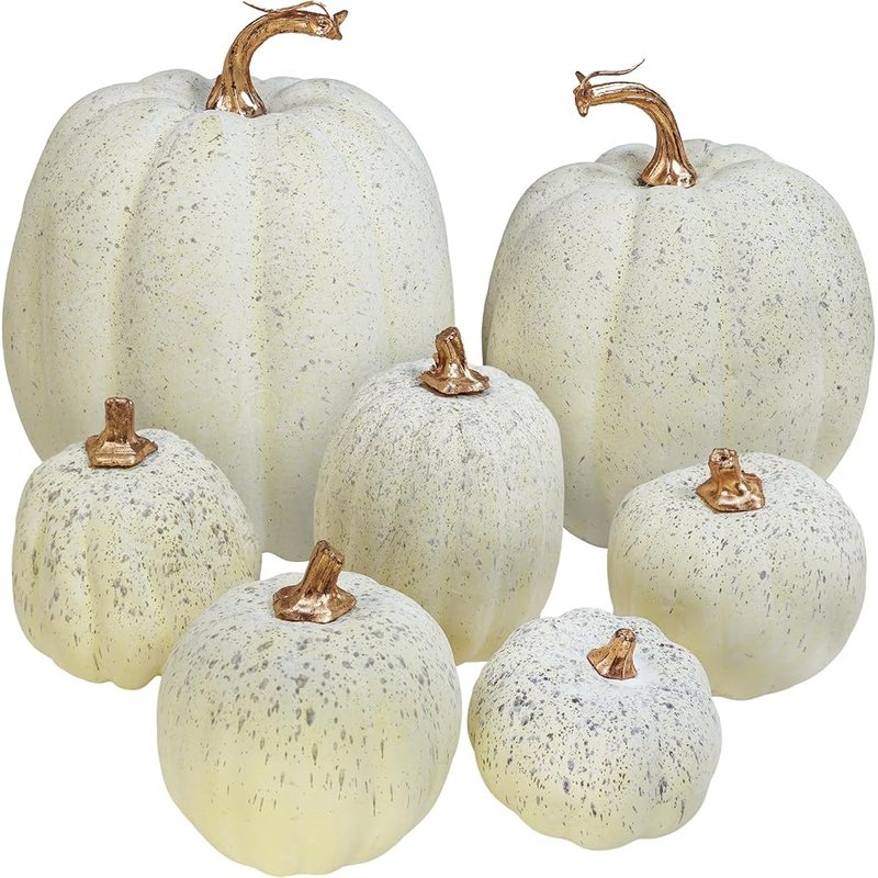 Cream faux pumpkins, set of 7