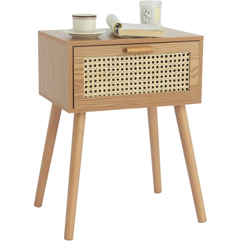 Rattan cane nightstand