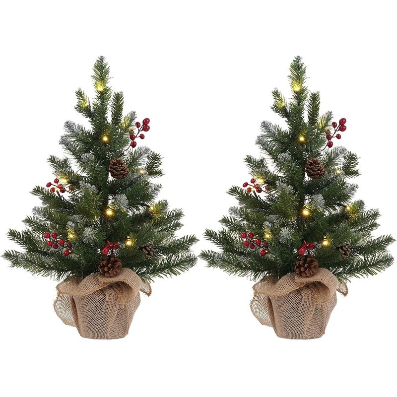 MEETYAMOR pre-lit mini Christmas trees, set of 2