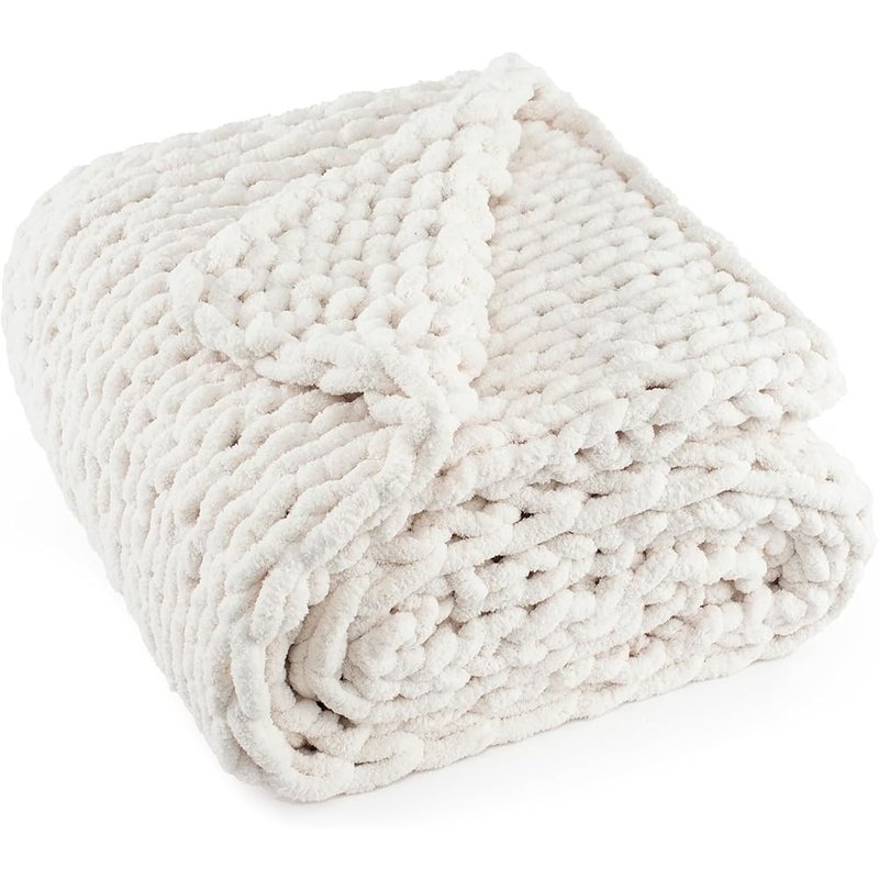 Chunky knit chenille throw blanket