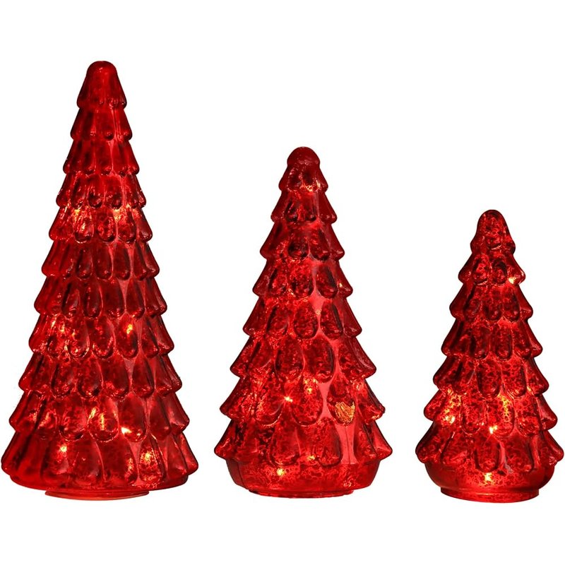 Mercury glass tower trees, set of 3