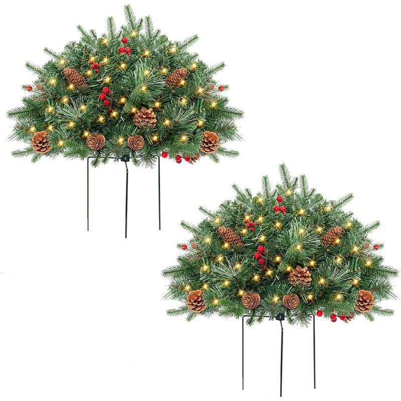 Frosted pre-lit urn fillers, set of 2