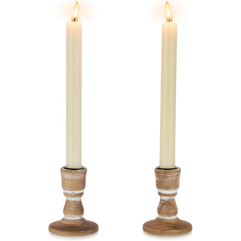 Wood taper candle holders