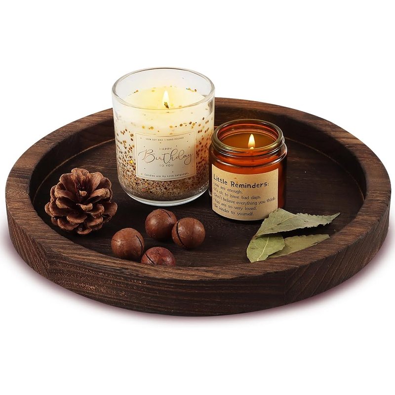 Hatway round wooden tray