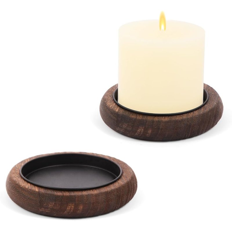 Hatway wooden pillar candle holders