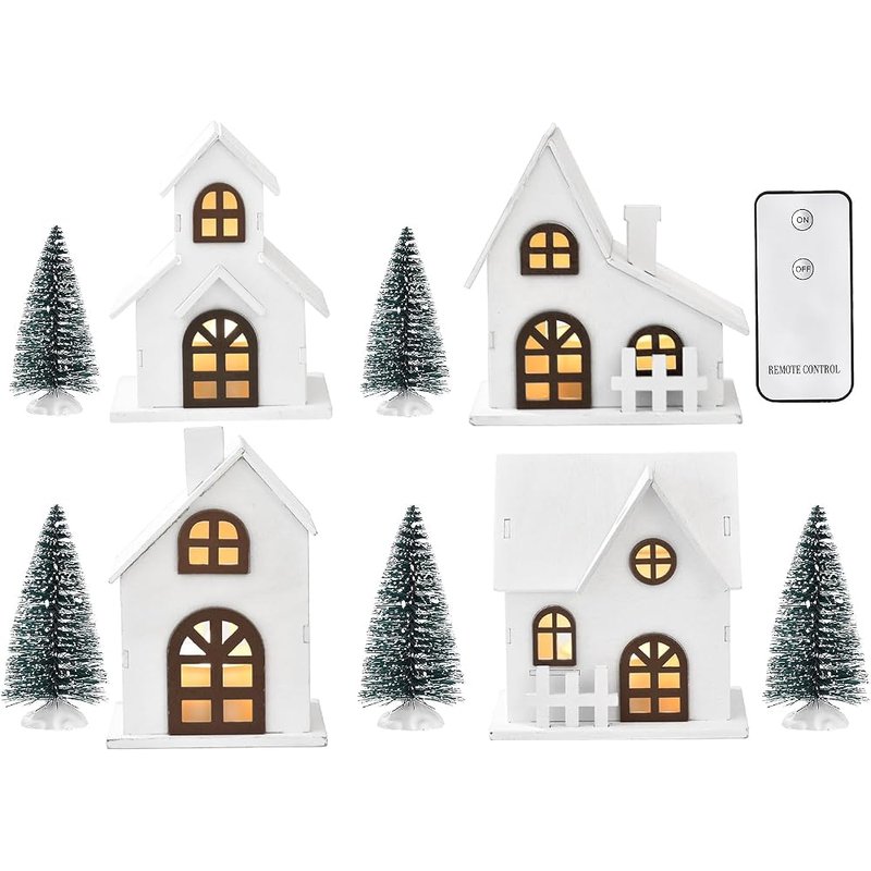 Ovootok Christmas village houses with lights, 9 pieces