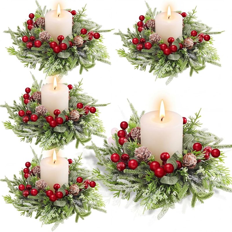 Lyrow mini candle ring wreaths, 6 pack
