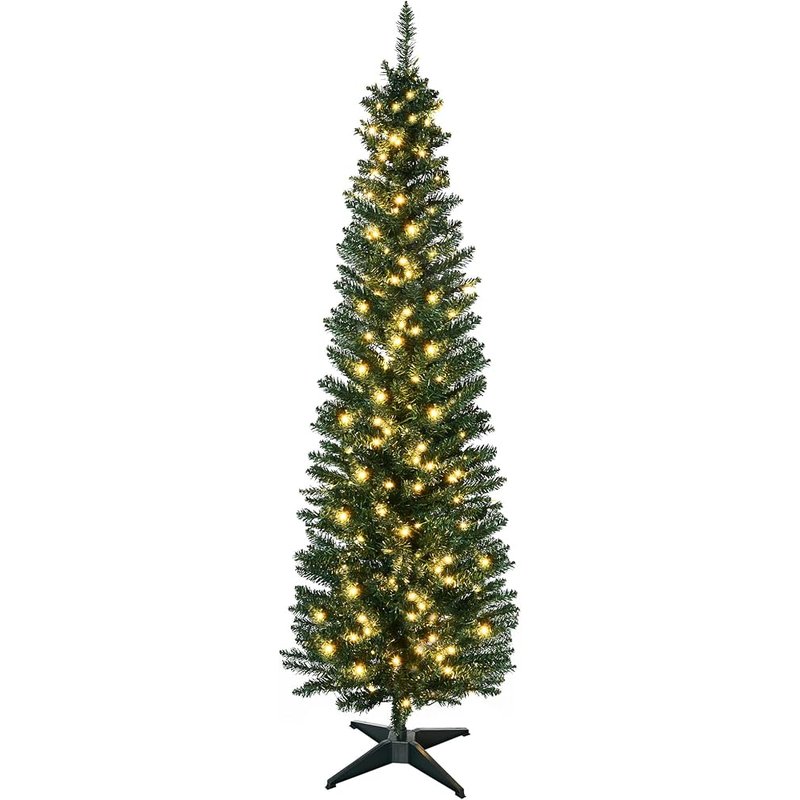 HOMCOM pre-lit noble fir pencil tree, 6 ft