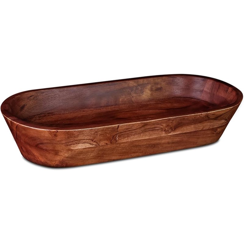 Dark acacia wood dough bowl