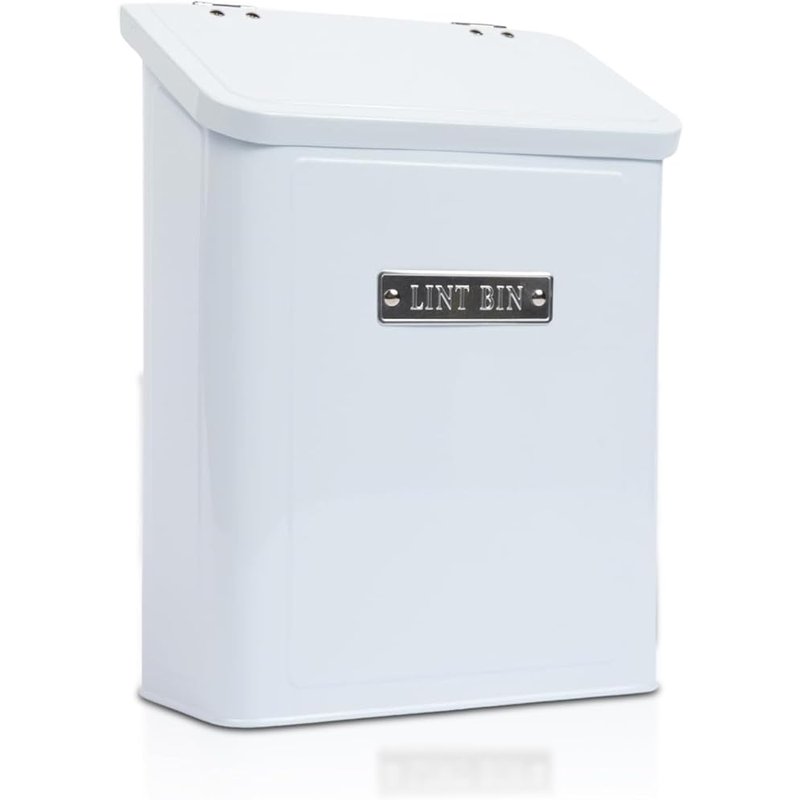 Embossed magnetic lint bin, white