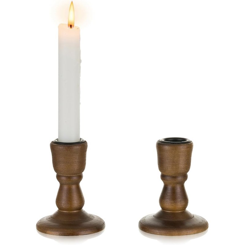 Wooden taper candlestick holders