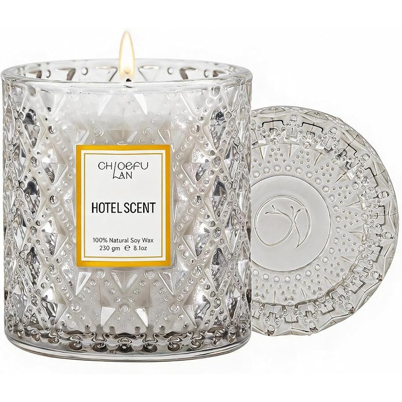 Hotel-inspired scented candle