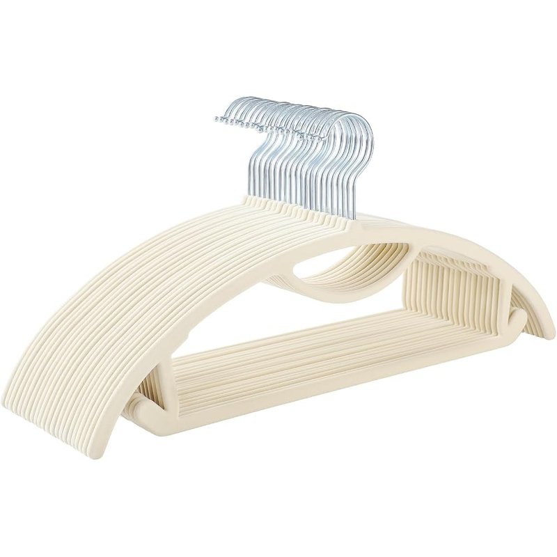 Ivory velvet hangers with tie bar, 50 pack