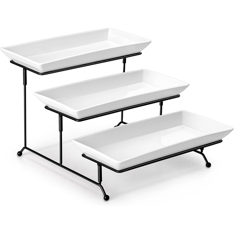White porcelain 3 tier serving tray