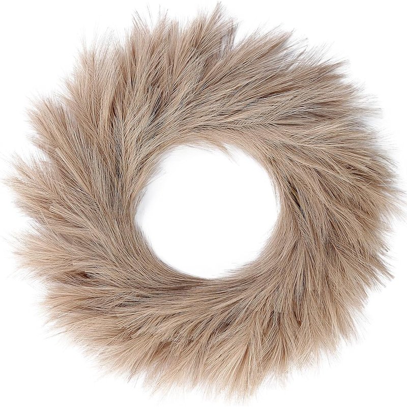 Faux pampas grass wreath