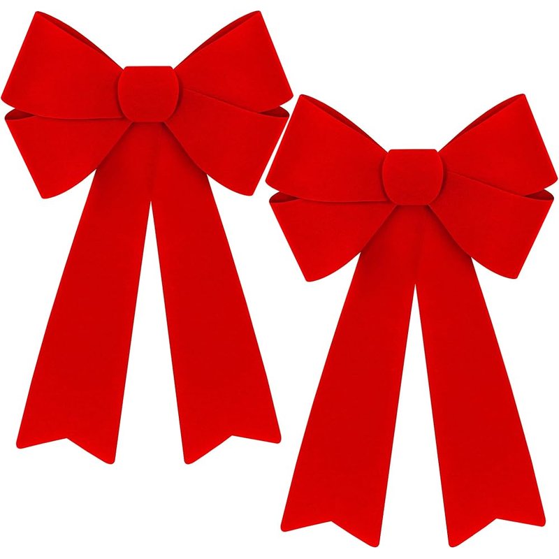 Large red velvet Christmas bows, 2 pack